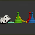 Colorful Board Game Accessories Featuring Spinner Wheel Dice And Red Blue Green Yellow Cone Markers