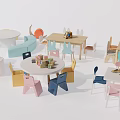 Colorful Kids Table with Matching Chairs for Play and Study Time Activities