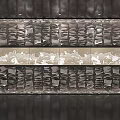 Textured Background Wall With Metallic Wavy Design And Decorative Landscape Art