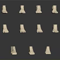 White Foot Models in Different Angles Arranged in Rows on Gray Gradient Background 3d model