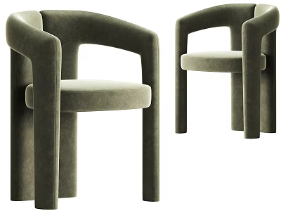 Modern Olive Green Velvet Leisure Chair With Wide Armrests For Interior Decor 3d model