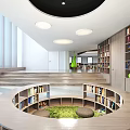 Modern Library Interior Design With Skylight Large Windows Bookshelves And Seating