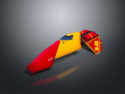 Contemporary Red And Yellow Geometric Design Object With Smooth Surface And Reflective Details 3d model