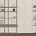 Modern Wine Cabinet With Multiple Shelves Holding Bottles Glasses And Decor