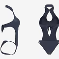 Stylish Navy Blue One Piece Swimsuit Featuring Halter Neck And Cut Out Details