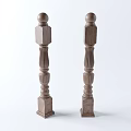 Decorative Wooden Railings Balusters With Carved Detailed Patterns For Home Staircase Design