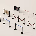 Various Barrier Railings With Red Ropes Patterned Panels Black Bases And White Poles