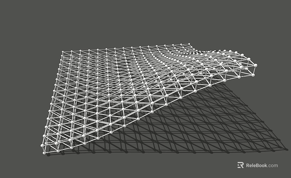 Curved Metal Grid Ceiling Structure With Modern Architectural Design Elements 3d model