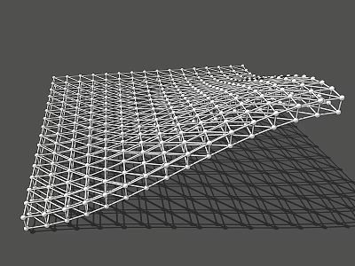 Curved Metal Grid Ceiling Structure With Modern Architectural Design Elements 3d model