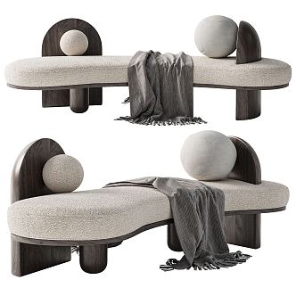 modern bed end stool sofa 3d model