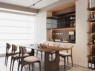 Middle Style Guest Restaurant Dining Table and Chair Combination Sideboard Wine Cabinet 3d model