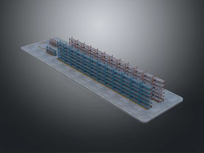 Industrial Warehouse Storage Shelving System With Multi tier Racks Metal Frame And Floor Platform 3d model
