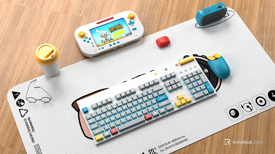 Colorful Mechanical Keyboard With Wireless Mouse Gaming Controller And Headphones For Computer 3d model 