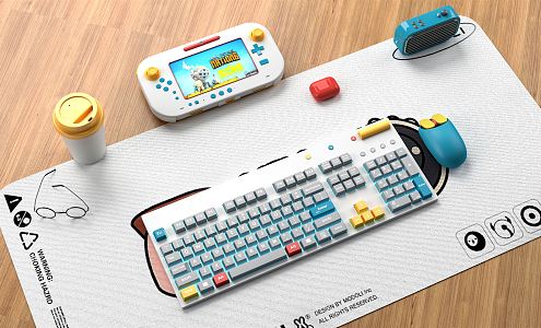 Modern keyboard computer keyboard mouse game console headset combination 3d model