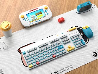 Modern keyboard computer keyboard mouse game console headset combination 3d model