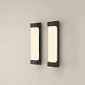 Two Black Framed Rectangular Wall Lamps Mounted On Light Colored Wall With White Light 3d model