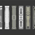 Six Different Rectangular Daily Electrical Appliances With Various Colors Textures And Reflections On Smooth Surface