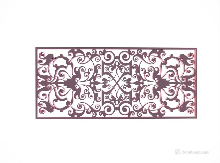 Elegant Decorative Metal Room Divider With Intricate Scroll And Symmetrical Patterns 3d model