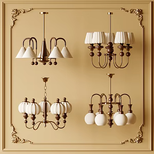 Modern Middle Style Chandelier 3d model