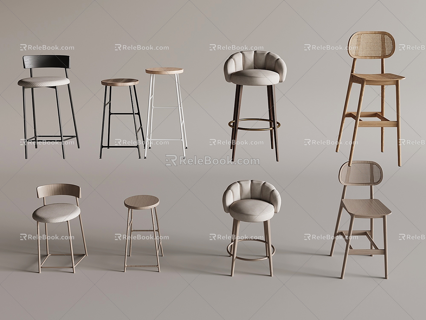 Modern Bar Chair Bar Stool Bar Table Chair High Stool Backrest Rattan Bar Chair Leisure Chair Without Armrest model