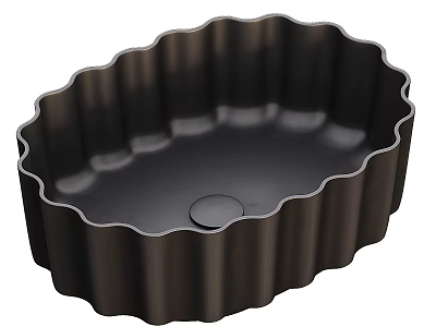 Black Bathroom Wash Basin With Scalloped Edge And Oval Shape Design 3d model