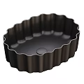 Black Bathroom Wash Basin With Scalloped Edge And Oval Shape Design