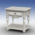 Tech Exhibition Hall Displaying White Ornate Nightstand With Drawer And Intricate Carved Legs