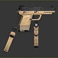 Pair of Modern Pistols With Wooden Grips And Black Frames For Tactical