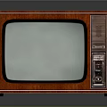 Vintage Electronic Television With Wooden Cabinet Gray Screen And Retro Panel