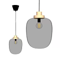 Modern Transparent Glass Pendant Lights With Vertical Stripes And Gold Base