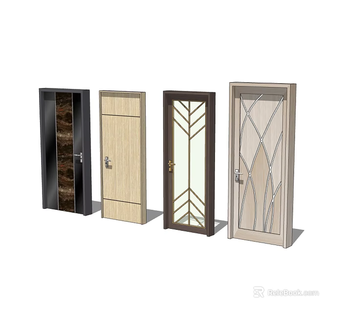 Stylish Swing Doors In Various Designs And Materials For Interior Spaces 3d model