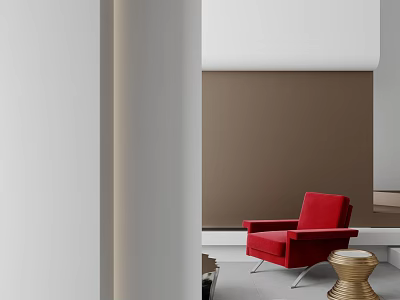 Modern Bright Red Velvet Single Armchair With Sleek Metal Legs For Minimalist Living Room Decor 3d model