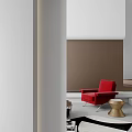 Modern Bright Red Velvet Single Armchair With Sleek Metal Legs For Minimalist Living Room Decor
