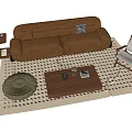 Quiet sofa tea table combination 3d model