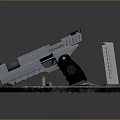 Tactical Handgun With Magazine Bullet And Enemy Base 3d model