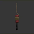 Red And Gray Metal Hook Wrapped With Yellow Rope On Dark Surface