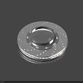 Shiny Silver Circular Metal Household Disc With Central Hole And Perforated Surface 3d model