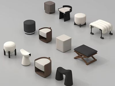 Modern Sofa Stools With Various Shapes Colors And Design Styles For Home Decor 3d model