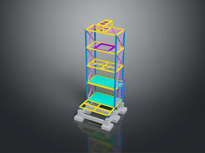 Space Saving Multi Tier Storage Shelving Unit With Colorful Frame And Sturdy Shelf Structure 3d model