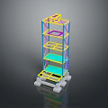 Space Saving Multi Tier Storage Shelving Unit With Colorful Frame And Sturdy Shelf Structure