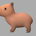 Adorable Orange Cartoon Style Capybara 3D Render Standing Pose With Chubby Body