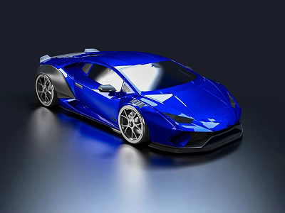 Blue Sports Car With Sleek Design Large Alloy Wheels And Rear Spoiler 3d model