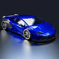 Blue Sports Car With Sleek Design Large Alloy Wheels And Rear Spoiler