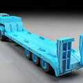 Blue Heavy Duty Truck With Flatbed Trailer And Large Wheels For Transportation