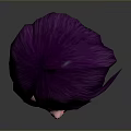Game Movie Character with Purple Short Hair and Reddish Brown Eyes Black Turtleneck Head Model