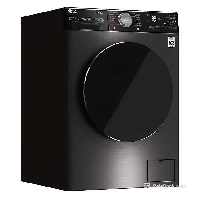 Modern Front Loading Washing Machine With Black Finish And Circular Control Panel 3d model