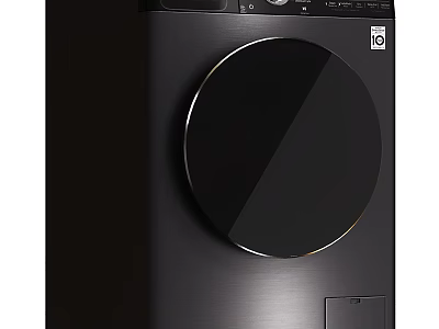Modern Front Loading Washing Machine With Black Finish And Circular Control Panel 3d model
