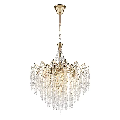 Elegant Crystal Chandelier With Gold Frame And Hanging Pendant Chains For Home Decor 3d model