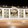 Fantasy Themed Event Display Wall With Flame Decorations And Character Standees 3d model