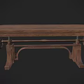 Vintage Industrial Dining Table With Wooden Top And Metal Gear Wheels Design